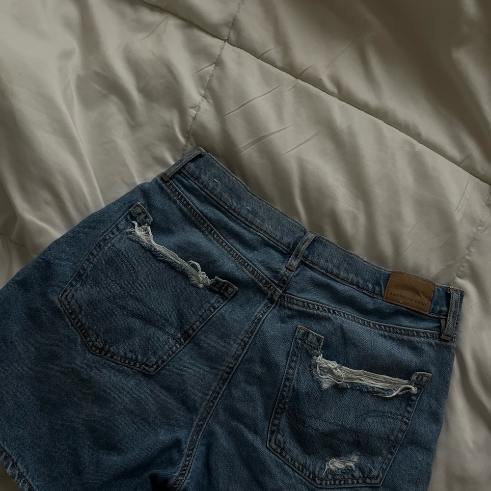 American Eagle Distressed Denim Mom Jean Shorts